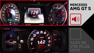 Test de acceleratie: Audi R8 V10 Plus vs. Mercedes AMG GT S