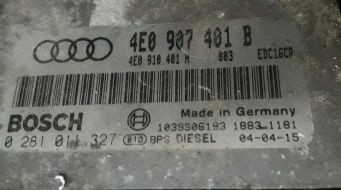 0281011327 calculator motor ecu 4e0907401b Audi A8 3.0tdi quattro asb
