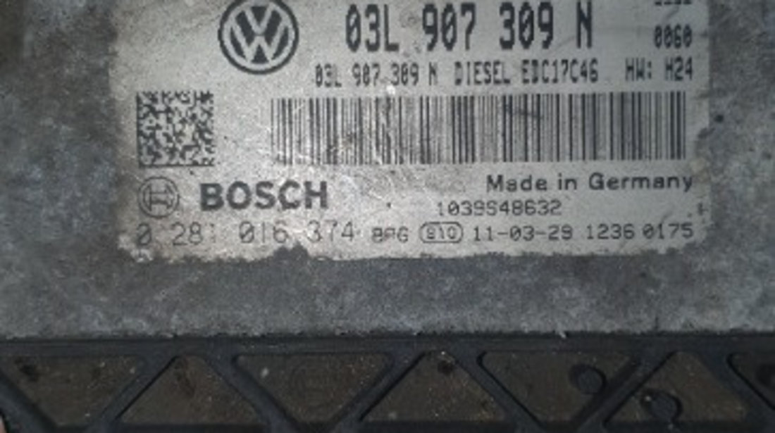 03L907309N, 0281016374 Calculator motor ECU Volkswagen Golf 6 Cabriolet (517) 2.0 TDI CFF