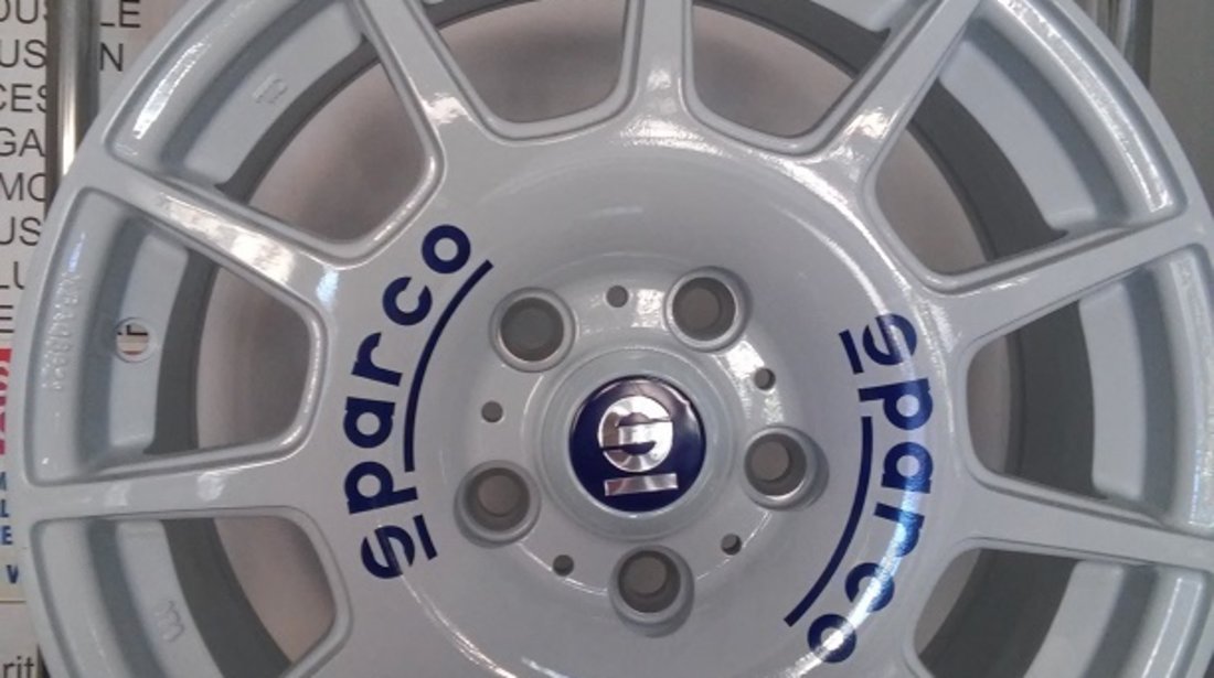 138 Euro Bucata JANTA ALIAJ SPARCO TERRA WHITE BLUE LETTERING 7x16 5x112 ET48