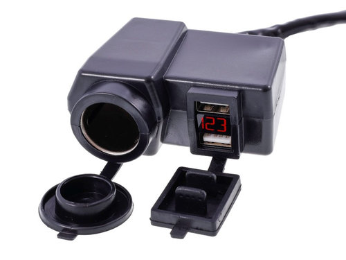 2xusb 4.2a încărcător Pentru Motociclete Cu Voltmetru și Priză Pentru Brichetă Euro Carmotion ...