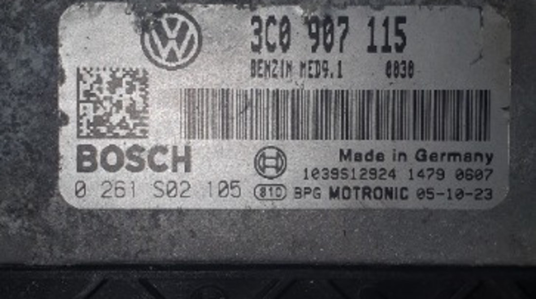 3C0907115, 0261502105 Calculator motor ECU Volkswagen Passat B6 (3C2) 2.0 TFSI tip motor BWA