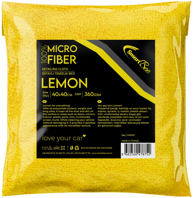 3D Lemon Laveta Microfibra Auto Galben 380 GSM 40X40 SMB209