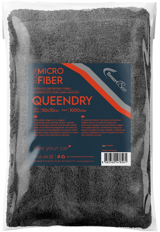 3D Queen Dry Prosop Microfibra Uscare Auto Negru 1000 GSM 50X70 SMB356