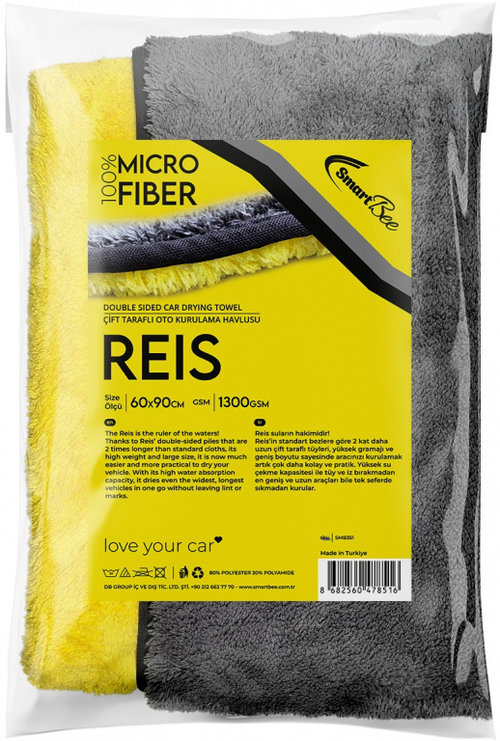 3D Reis Prosop Microfibra Uscare Auto Galben / Gri 1300 GSM 60X90 SMB351