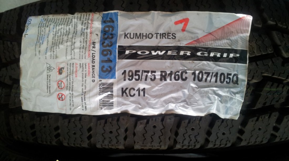 4 anvelope 195/75/16C Kumho de iarna noi