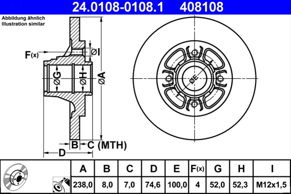 408108 ## Disc Frana (livrabil Numai Pereche) - Ate - Fd Renault 24.0108-0108.1
