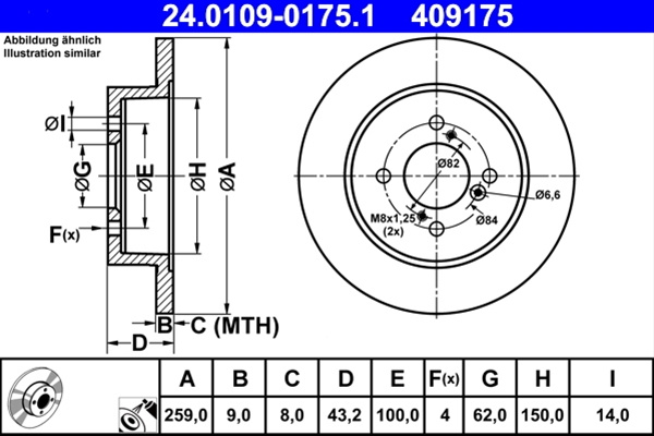 409175 Disc Frana (livrabil Numai Pereche) - Ate Suzuki 24.0109-0175.1