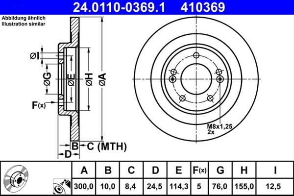 410369 Disc Frana (livrabil Numai Pereche) - Ate Hyundai 24.0110-0369.1