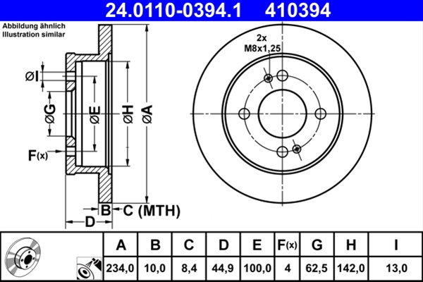 410394 Disc Frana (livrabil Numai Pereche) - Ate Hyundai 24.0110-0394.1