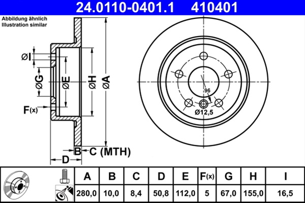 410401 Disc Frana (livrabil Numai Pereche) - Ate Bmw 24.0110-0401.1