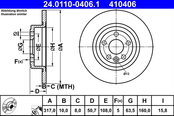 410406 Disc Frana (livrabil Numai Pereche) - Ate Land Rover 24.0110-0406.1