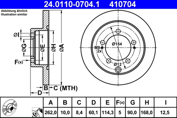 410704 Disc Frana (livrabil Numai Pereche) - Ate Mitsubishi 24.0110-0704.1