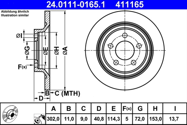 411165 ## Disc Frana (livrabil Numai Pereche) - Ate Mazda 24.0111-0165.1