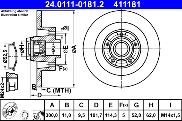 411181 Disc Frana (livrabil Numai Pereche) - Ate Renault 24.0111-0181.2