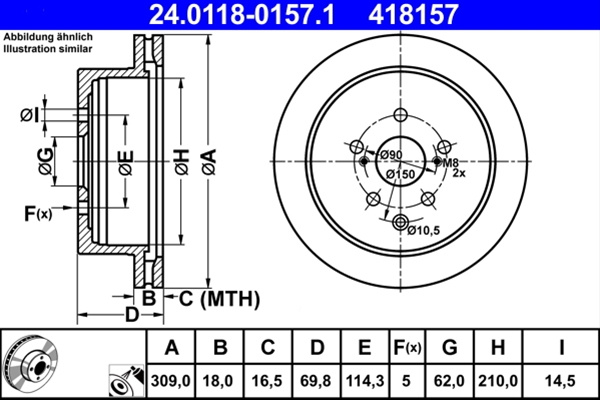 418157 Disc Frana (livrabil Numai Pereche) - Ate Lexus 24.0118-0157.1