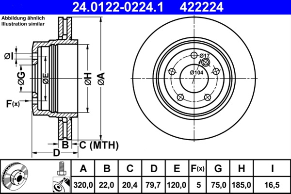 422224 Disc Frana Livrabil 1 Buc - Ate Bmw 24.0122-0224.1