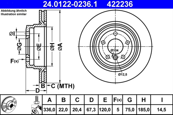 422236 Disc Frana Livrabil 1 Buc - Ate Bmw 24.0122-0236.1