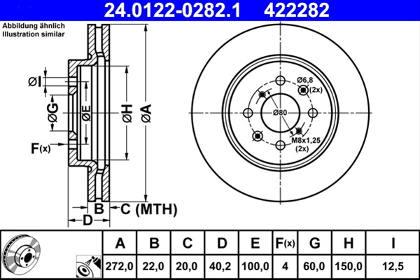 422282 Disc Frana (livrabil Numai Pereche) - Ate Suzuki 24.0122-0282.1