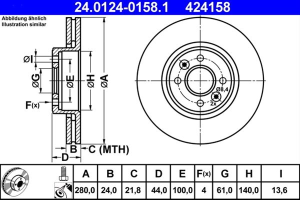 424158 ## Disc Frana (livrabil Numai Pereche) - Ate Renault 24.0124-0158.1