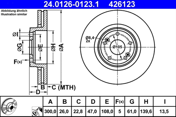 426123 Disc Frana Livrabil 1 Buc - Ate Renault 24.0126-0123.1