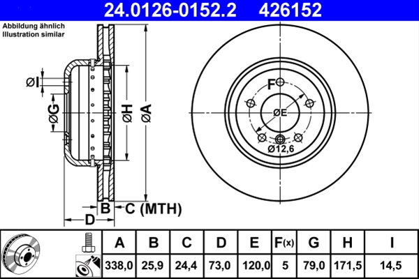 426152 Disc Frana (livrabil Numai Pereche) - Ate Bmw 24.0126-0152.2