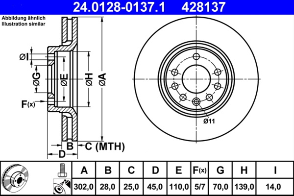 428137 Disc Frana (livrabil Numai Pereche) - Ate Opel 24.0128-0137.1