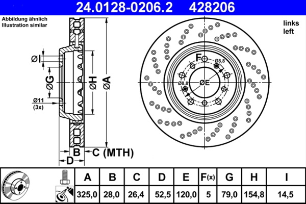 428206 Disc Frana (livrabil Numai Pereche) - Ate Bmw 24.0128-0206.2