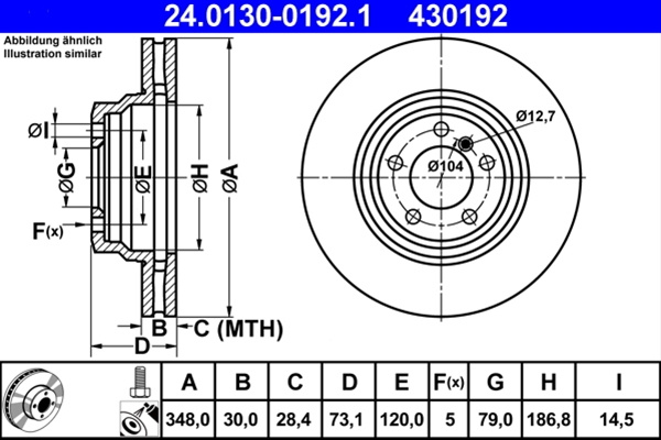 430192 Disc Frana Livrabil 1 Buc - Ate Bmw 24.0130-0192.1