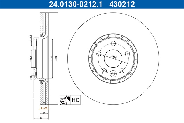 430212 Disc Frana Livrabil 1 Buc - Ate Volvo 24.0130-0212.1