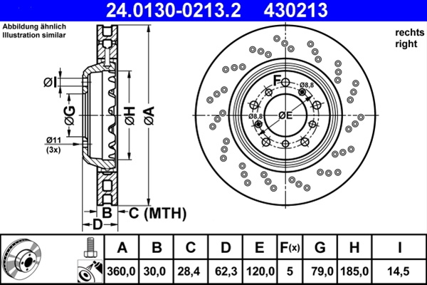 430213 Disc Frana Livrabil 1 Buc Ate Bmw 24.0130-0213.2