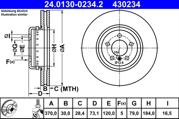 430234 Disc Frana (livrabil Numai Pereche) - Ate Bmw 24.0130-0234.2