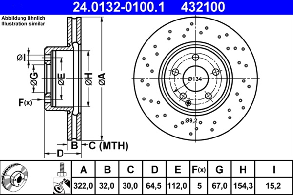 432100 Disc Frana Livrabil 1 Buc - Ate Mercedes-Benz 24.0132-0100.1