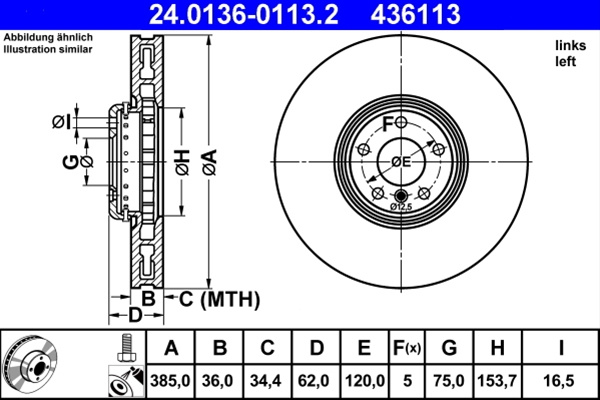 436113 Disc Frana (livrabil 1 Buc ) - Ate Bmw 24.0136-0113.2