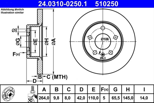 510250 ## Disc Frana (livrabil Numai Pereche) - Ate Powerdisc Opel 24.0310-0250.1