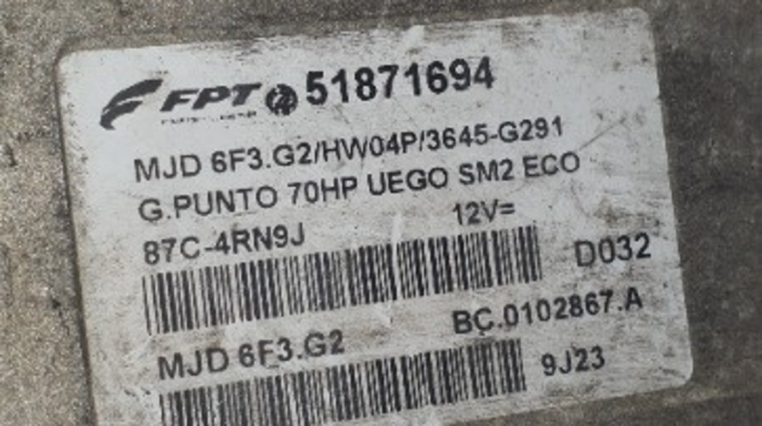 51871694 ECU Calculator motor Fiat Grande Punto/ Fiat Punto 1.3 JTD 2008