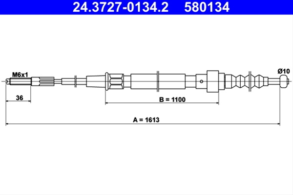 580134 Cablu Frana De Parcare - Ate Vag 24.3727-0134.2