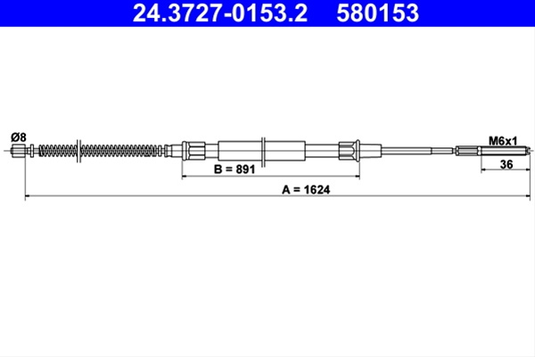 580153 Cablu Frana De Parcare - Ate Vag 24.3727-0153.2