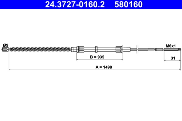 580160 Cablu Frana De Parcare - Ate Vag 24.3727-0160.2