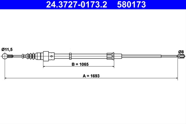 580173 Cablu Frana De Parcare - Ate Seat 24.3727-0173.2