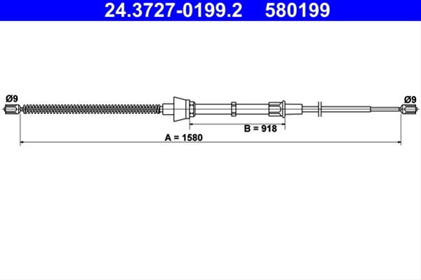 580199 Cablu Frana De Parcare - Ate Skoda 24.3727-0199.2