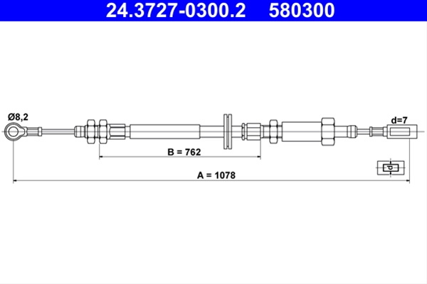 580300 Cablu Frana De Parcare - Ate Fiat 24.3727-0300.2
