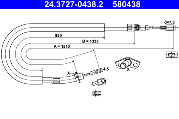 580438 Cablu Frana De Parcare - Ate Vag 24.3727-0438.2