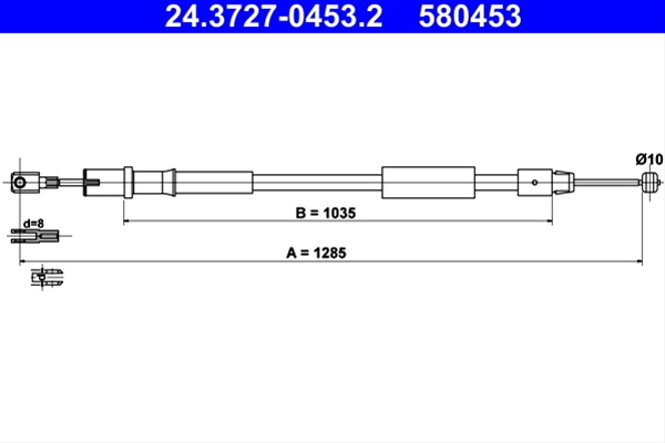 580453 Cablu Frana De Parcare - Ate Mercedes-Benz 24.3727-0453.2