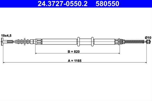 580550 Cablu Frana De Parcare - Ate Fiat 24.3727-0550.2