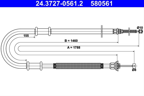 580561 Cablu Frana De Parcare - Ate Fiat 24.3727-0561.2