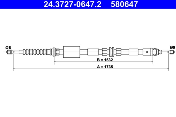 580647 Cablu Frana De Parcare - Ate Ford 24.3727-0647.2