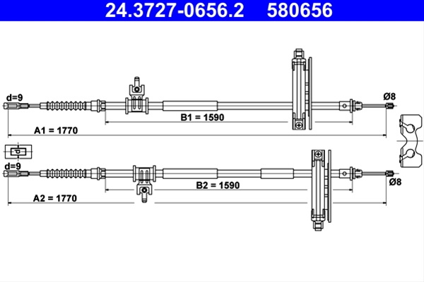 580656 Cablu Frana De Parcare - Ate Ford 24.3727-0656.2