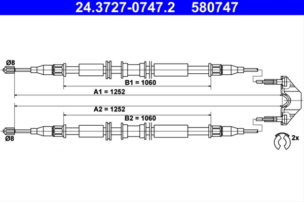 580747 Cablu Frana De Parcare - Ate Opel 24.3727-0747.2