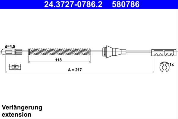 580786 Cablu Frana De Parcare - Ate Opel 24.3727-0786.2
